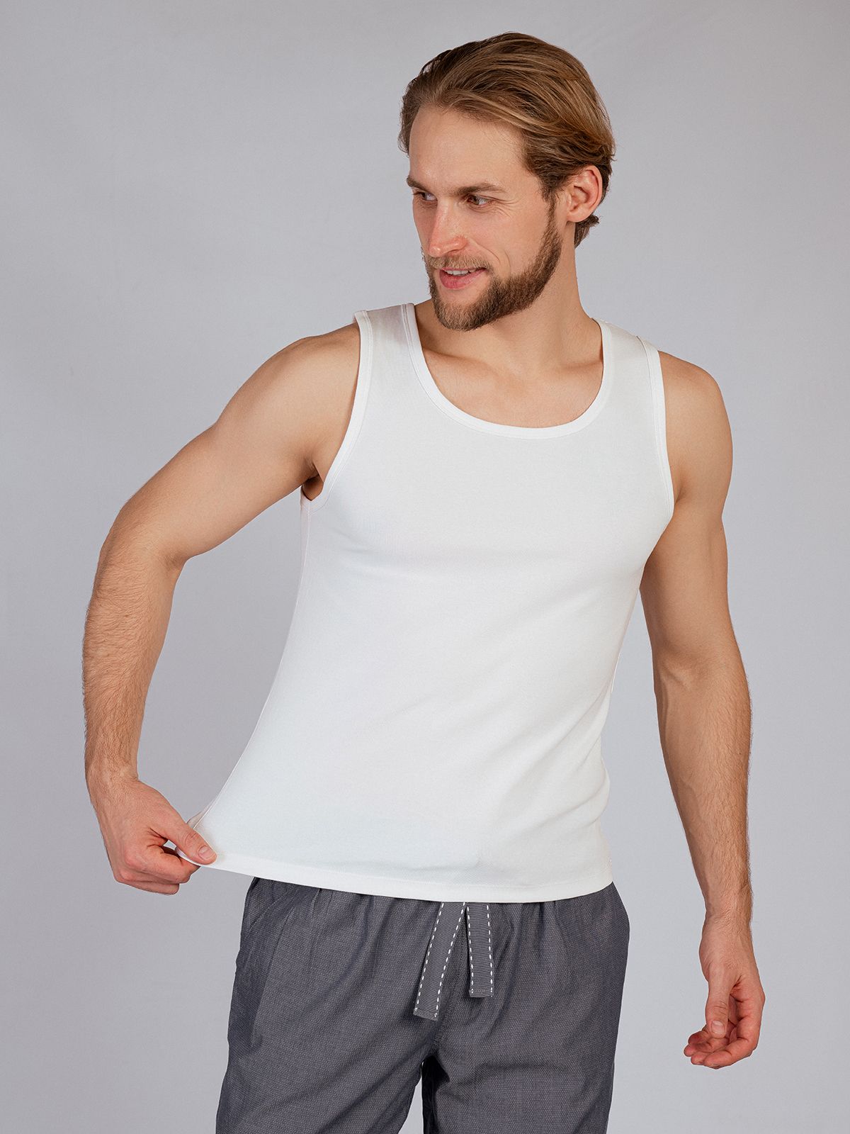 Мужская майка из хлопка белая Indefini (Арт. 4049PDS)