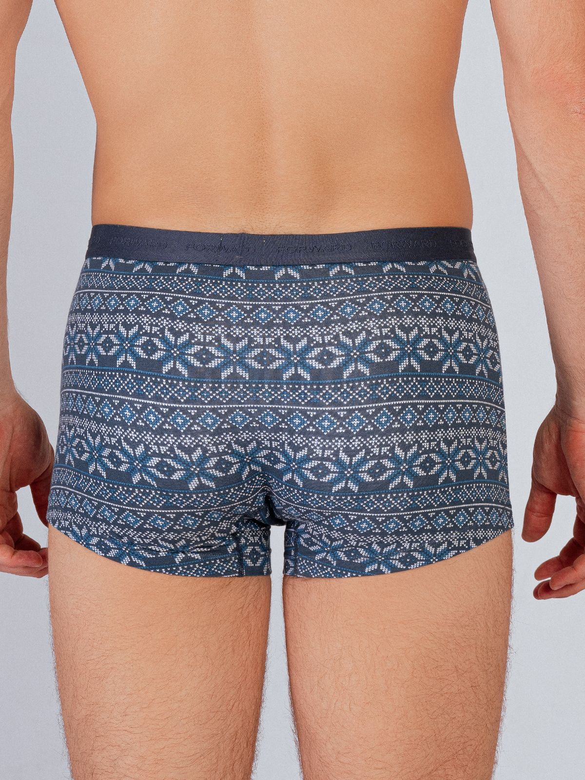 Трусы боксеры с принтом синие из хлопка (Арт. 4037MUF)