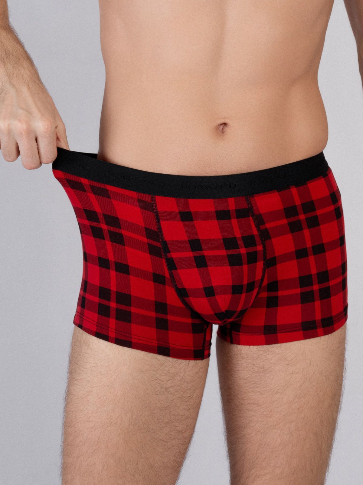 Трусы боксеры в клетку красные Indefini (Арт.4028MUF)