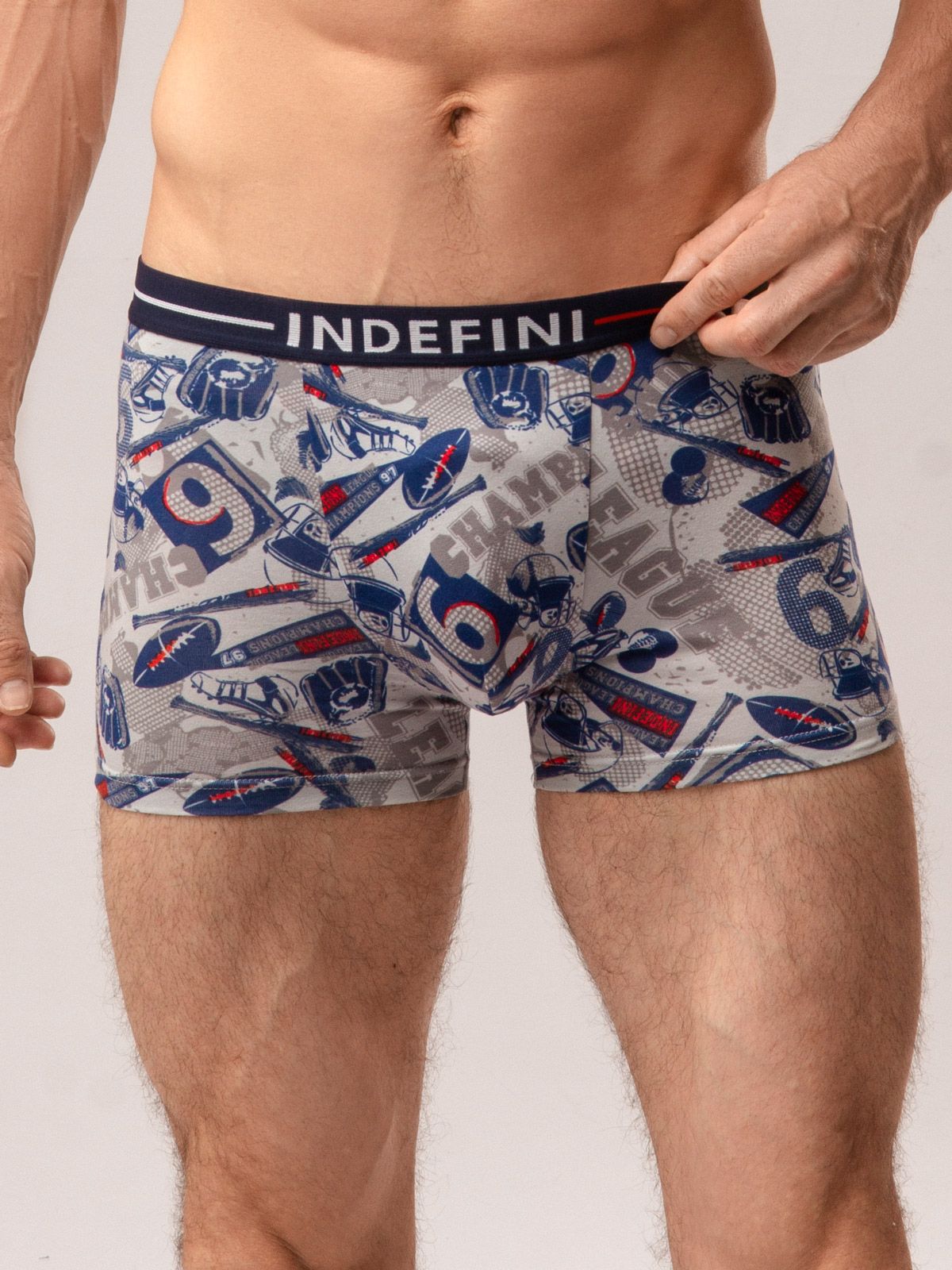 Трусы боксеры из хлопка серые с принтом Indefini (Арт. 1186MUF)