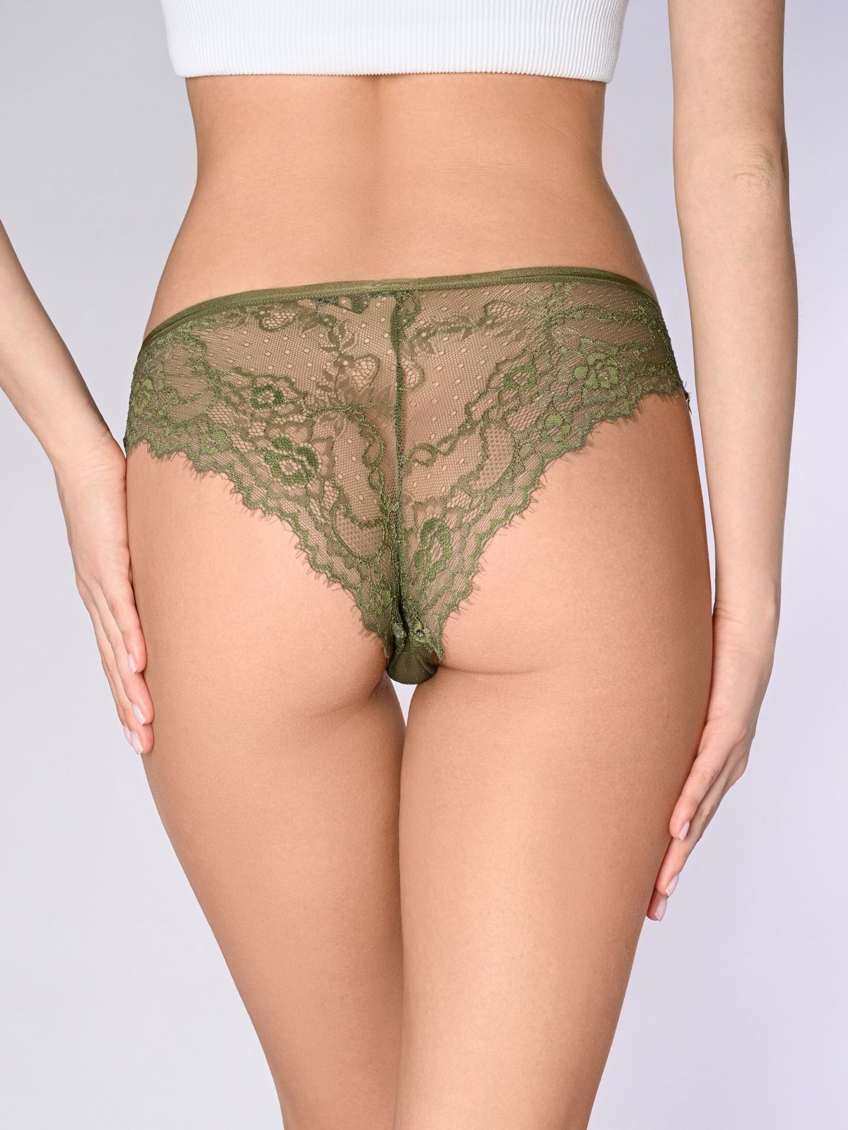 Трусы бразилиана кружевные со вставкой из тюля Indefini (Арт. 1041LUS)