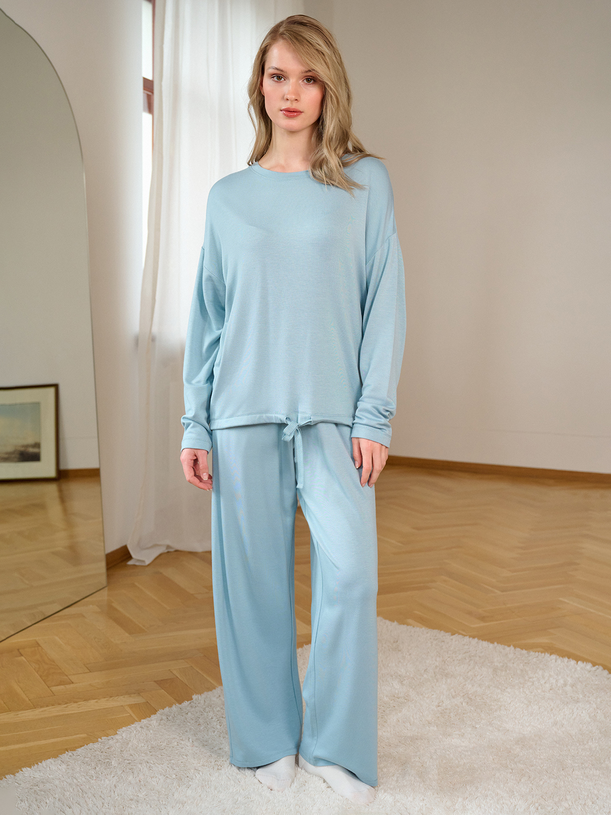 Женская голубая пижама с длинным рукавом (Арт. 5109TCC)