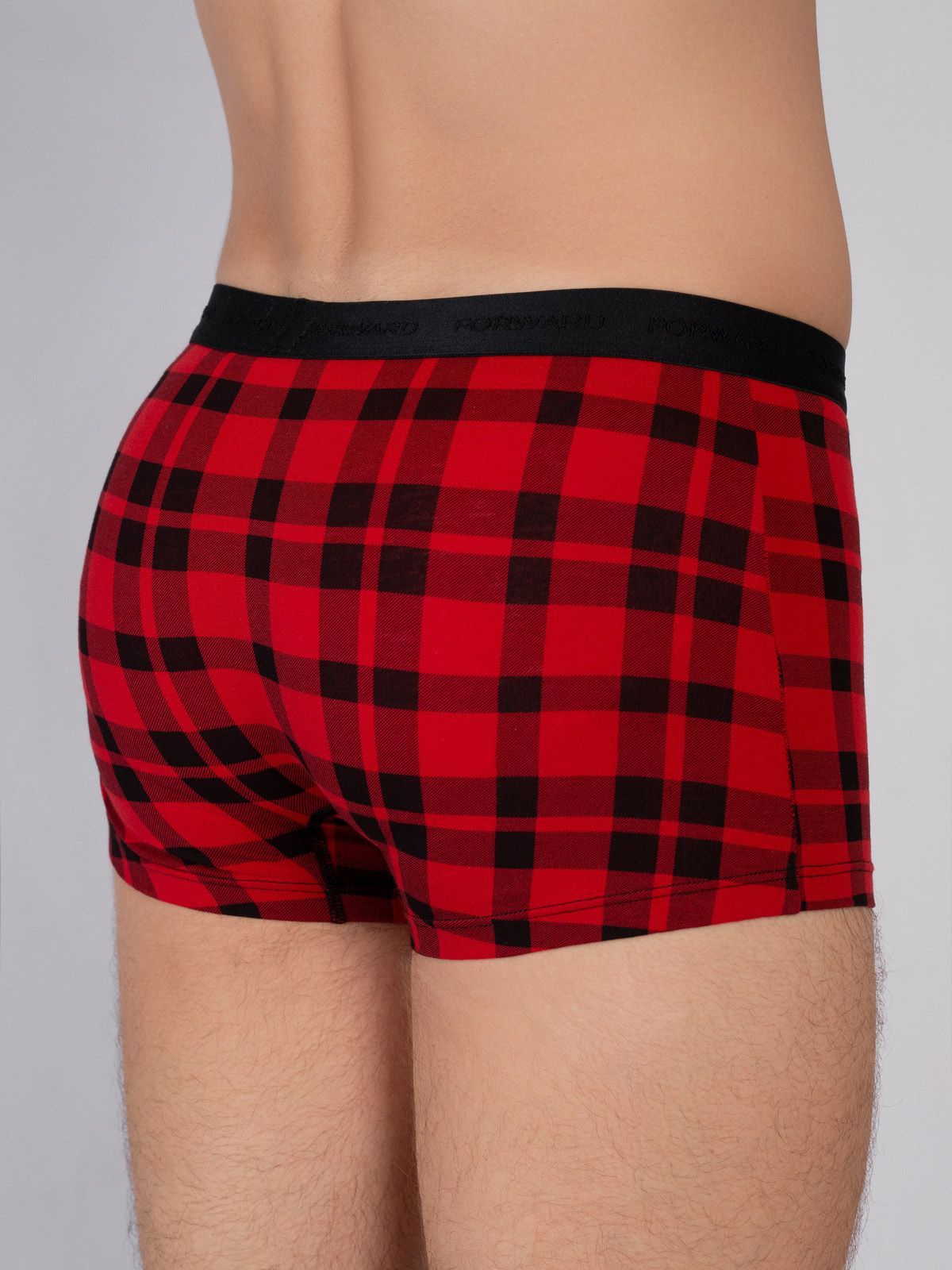 Трусы боксеры в клетку красные Indefini (Арт.4028MUF)