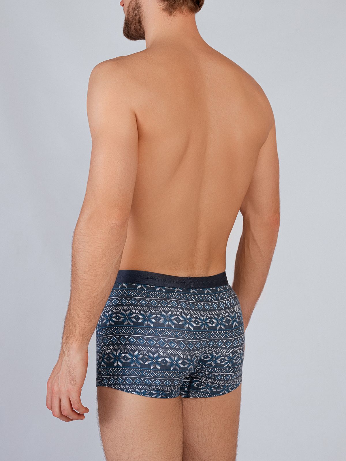 Трусы боксеры с принтом синие из хлопка (Арт. 4037MUF)