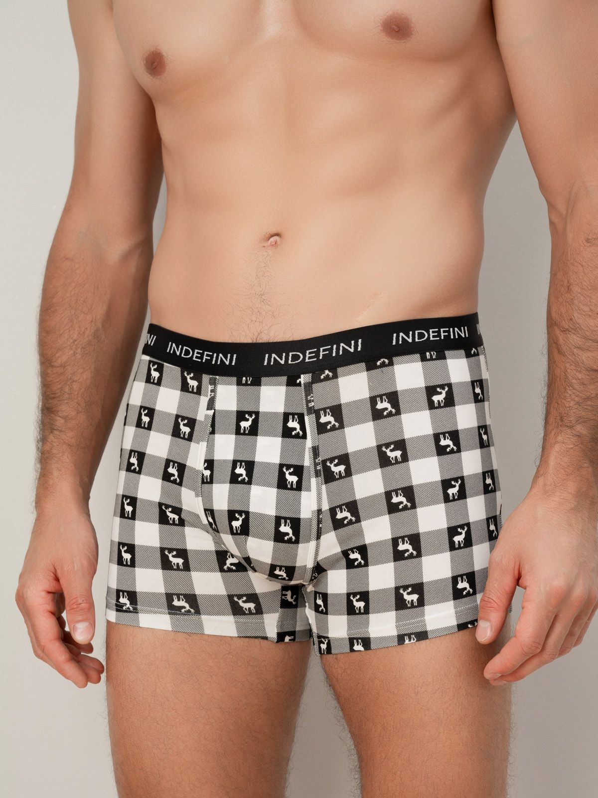 Трусы боксеры в клетку из хлопка Indefini (Арт. 4019MUG)