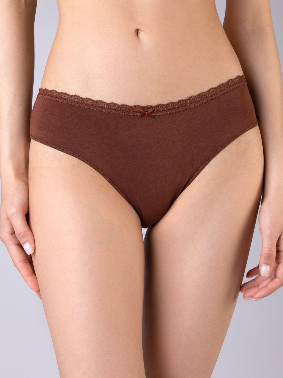 Хлопковые трусы слипы коричневые Indefini (Арт.121000-2359LUF)