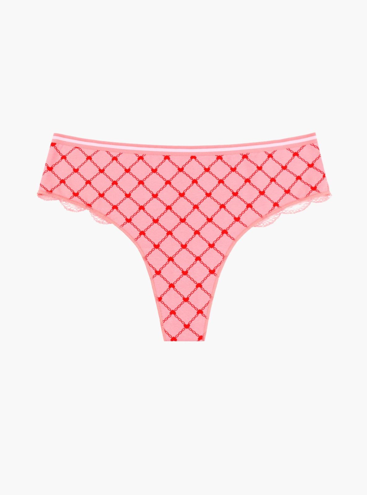 Трусы стринги с кружевом розовые Indefini (Арт. 2265LDS)