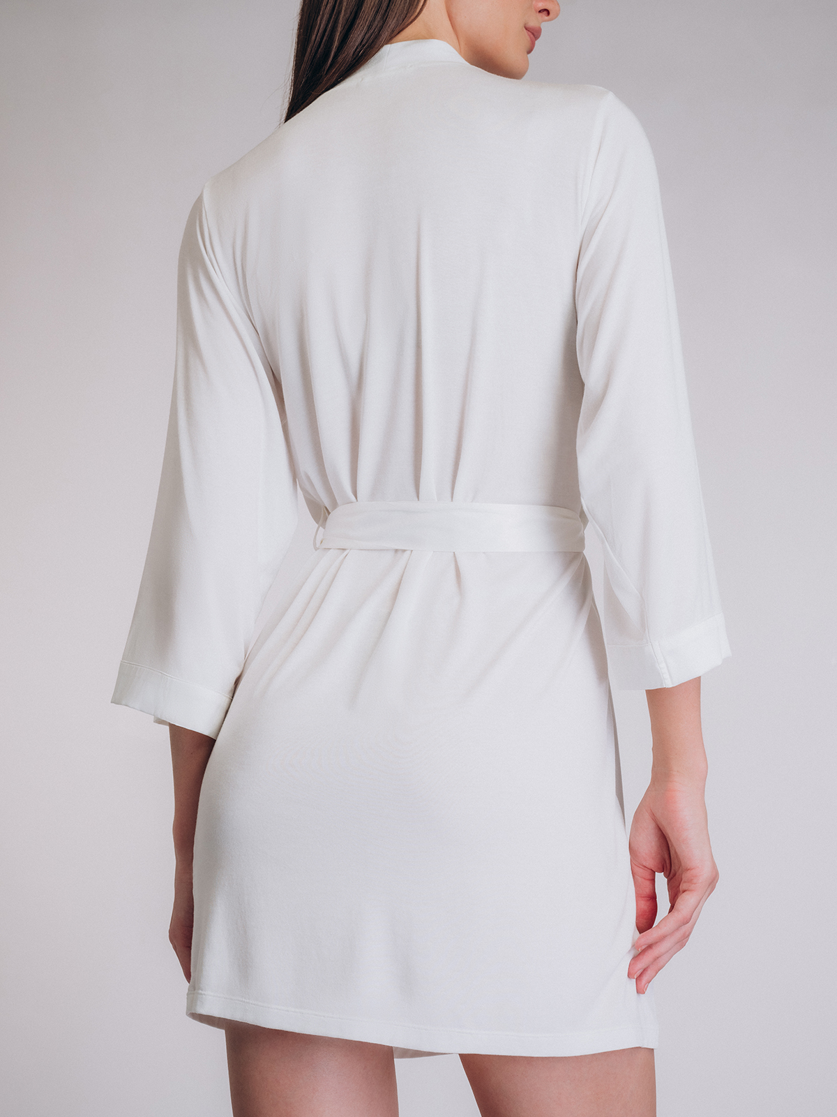 Белый мягкий халат Indefini (Арт. 5018SYZ)