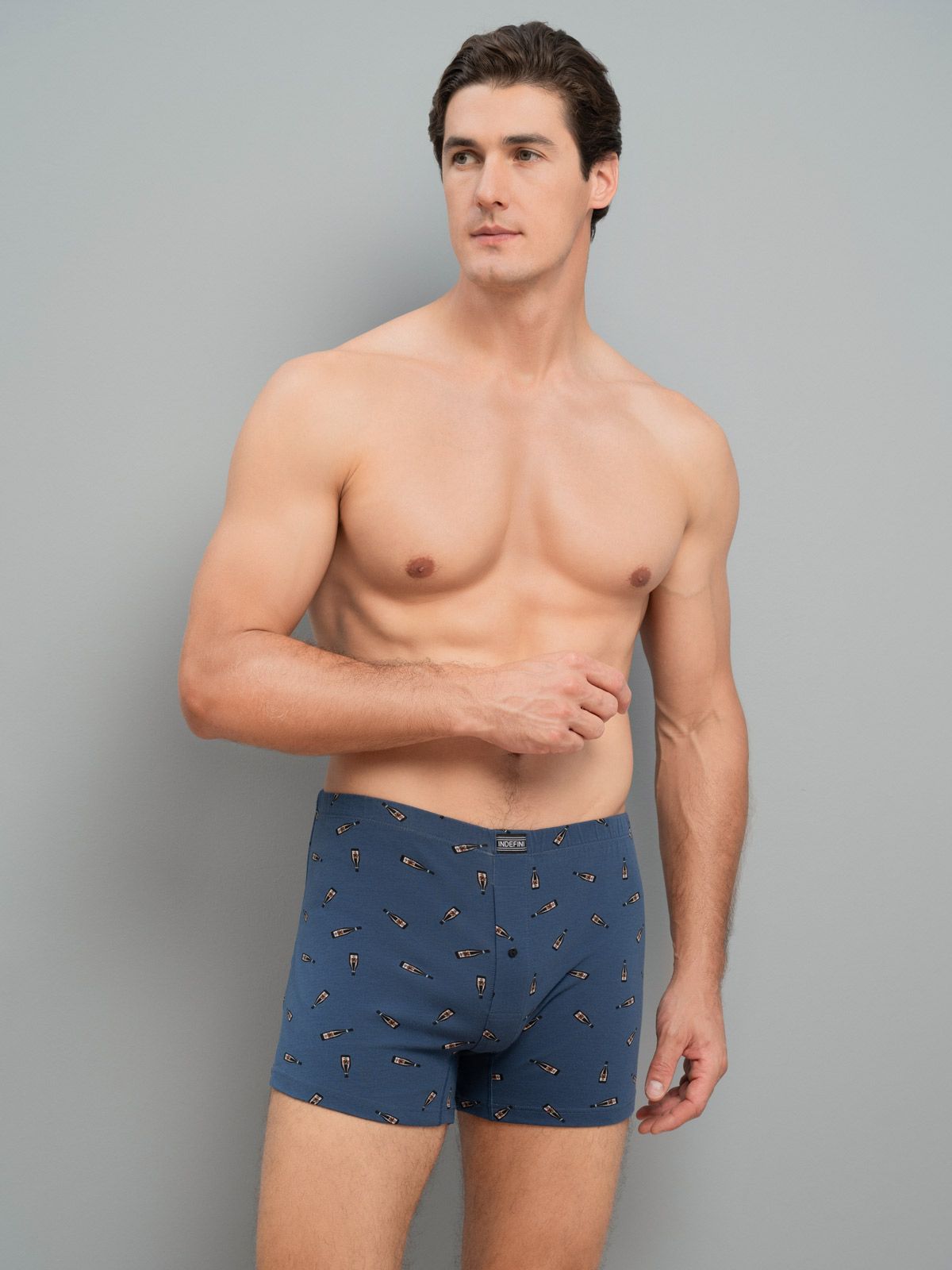 Мужские трусы боксеры синие Indefini (Арт. 4018MUG)