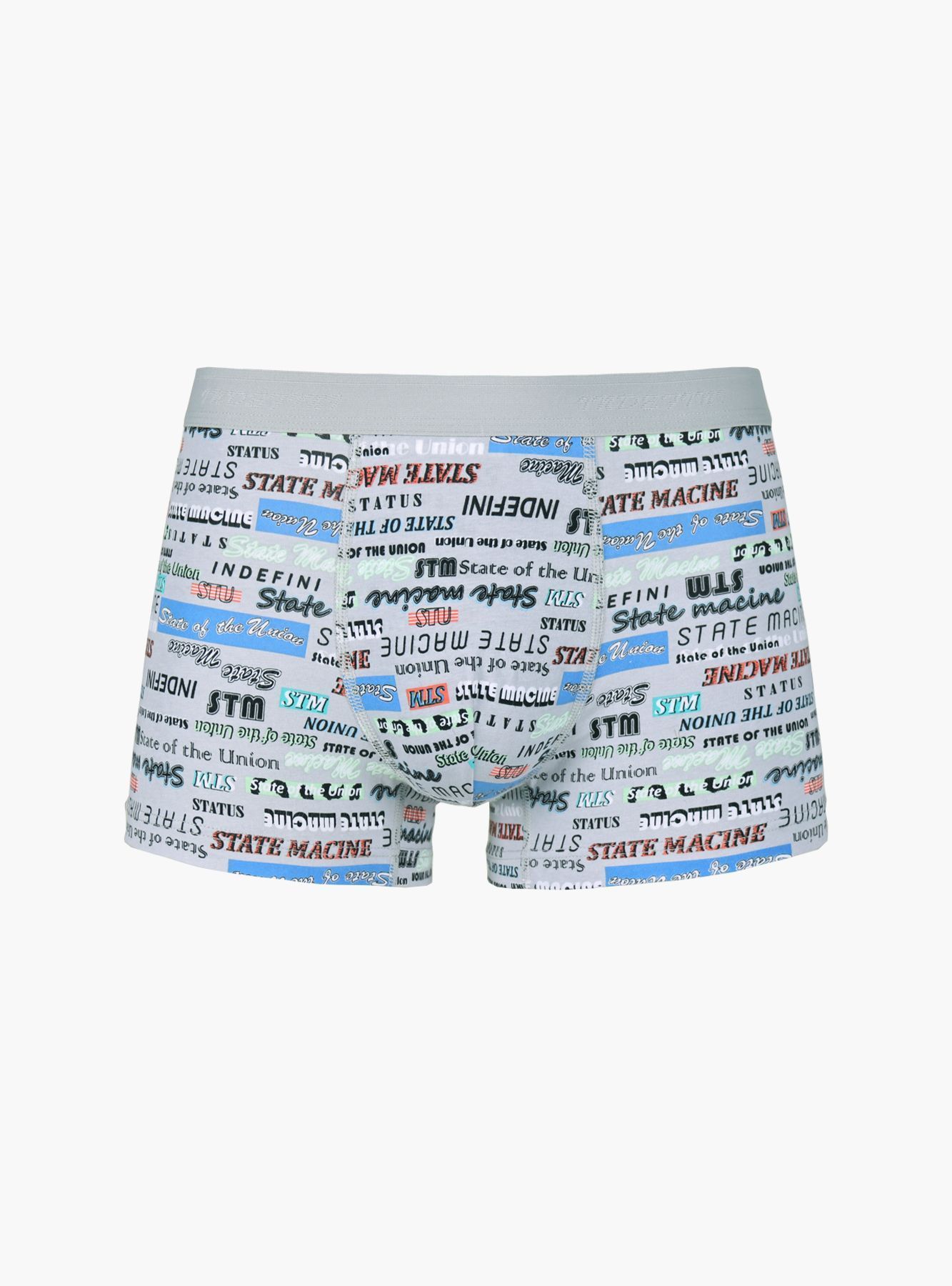Трусы боксеры из хлопка серые с принтом Indefini (Арт. 3007MUF)