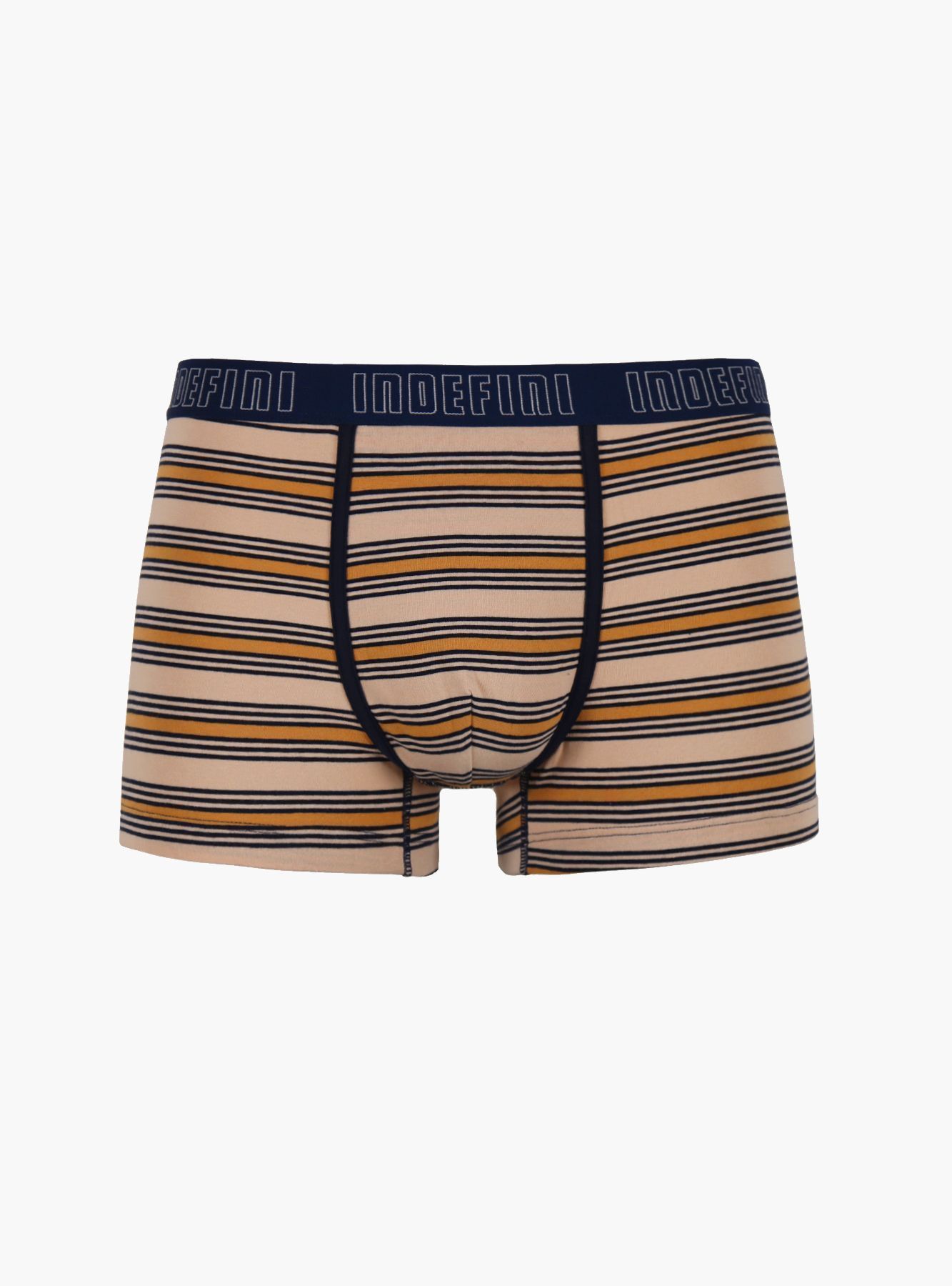 Трусы боксеры из хлопка бежевые в полоску Indefini (Арт. 1139MUB)