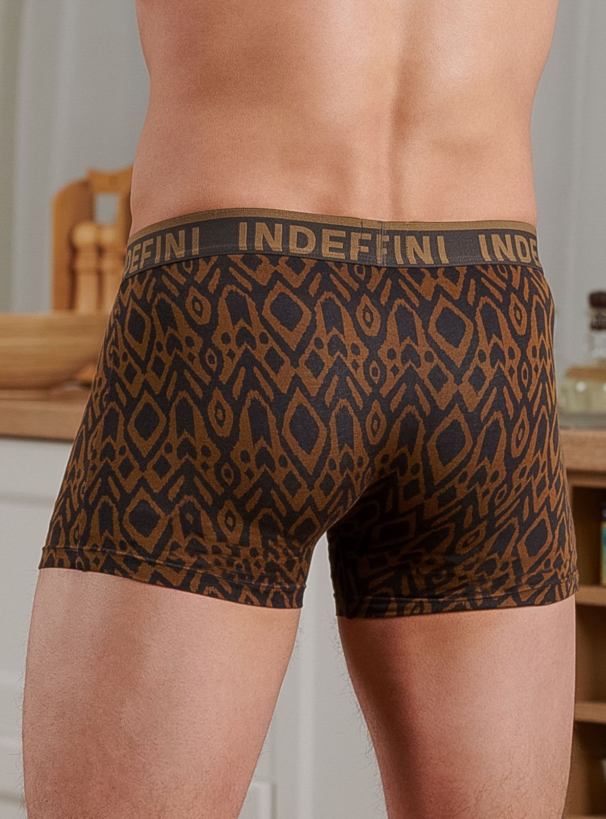 Трусы боксеры из бамбука коричневые Indefini (Арт.624000-2125MUG)