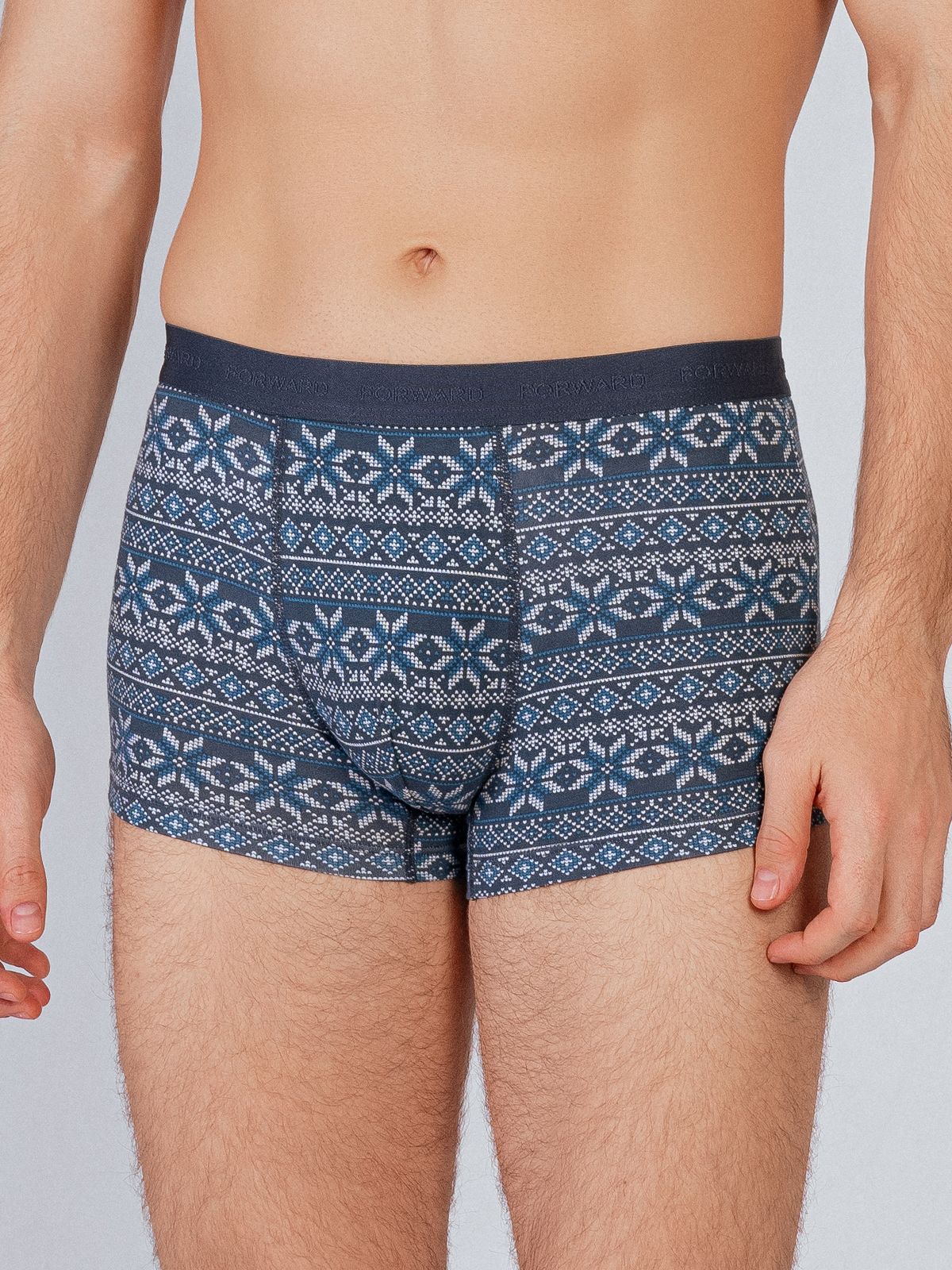 Трусы боксеры с принтом синие из хлопка (Арт. 4037MUF)