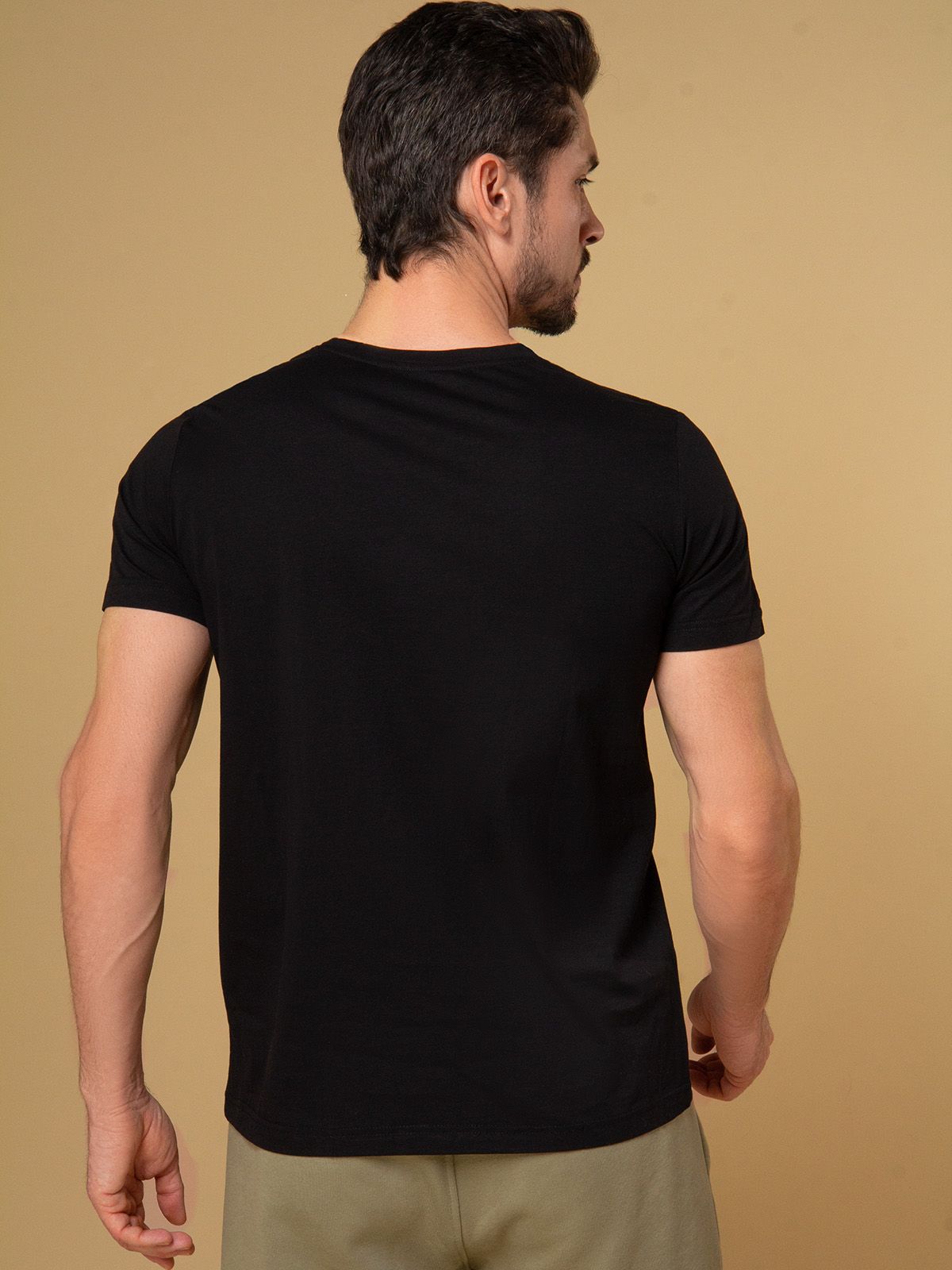 Мужская футболка из хлопка черная Indefini (Арт. 3029PDS)