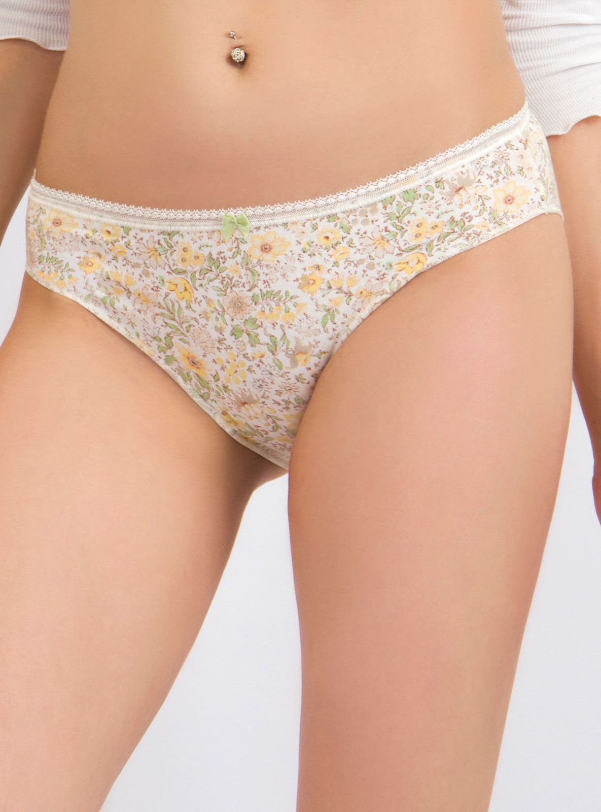 Хлопковые трусы слипы в цветочек Indefini (Арт.121000-2114LUF)