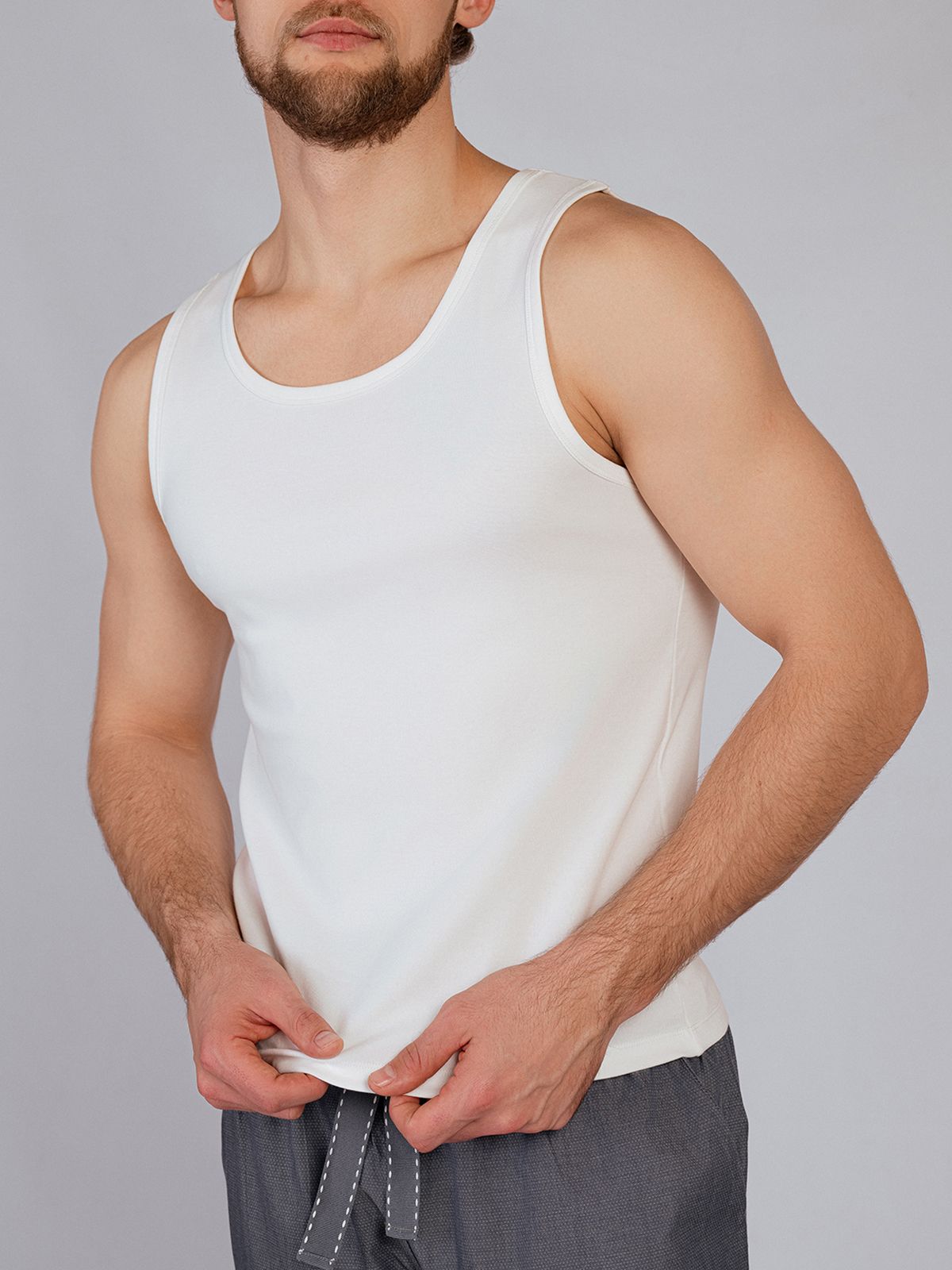 Мужская майка из хлопка белая Indefini (Арт. 4049PDS)