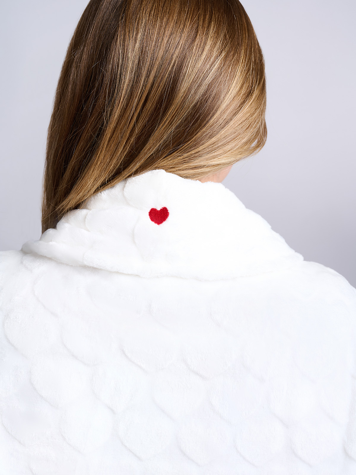 Белый бархатный халат Indefini ( Арт. 5178SYC)